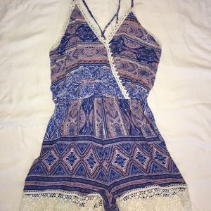 Summery, Aztec Patterned Romper with Open Back